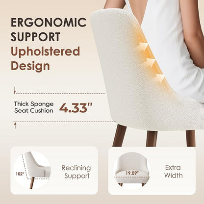 MALOL Dining Room Chair Set of 4, Upholstered Kitchen Chairs with Wood Legs, High-Back Padded Dining Chairs for Dining Room/Restaurant/Cafe, Beige