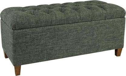 HomePop Ainsley 40" Storage Ottoman Bench - Green Clover Fabric
