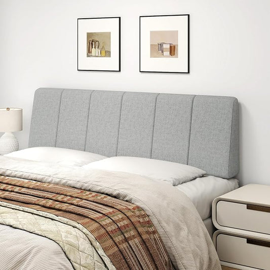 Queen Size Headboard Only-No Assembly, Upholstered Headboard Queen Size Linen Fabric Modern Style Headboards Extra-Thick, Light Gray