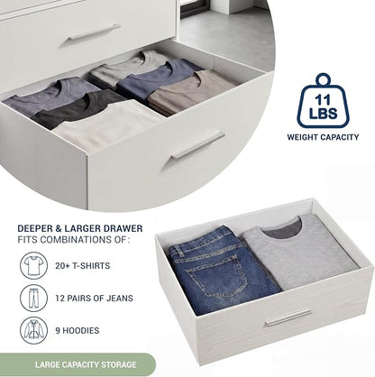 Modern 6-Drawer Dresser with Spacious Storage, Sturdy Wood Frame, Large Capacity Fabric Drawers, Dressers for Bedroom, Home Organization Storage for Living Room or Hallway, White | 6-drawer dresser, fabric storage drawers, sturdy wood frame, bedroom or...