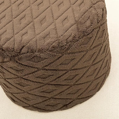Round Pouf Ottoman 20 x 20 x 14 Inches Boho Poof Home Decor Floor Pouffe Ottoman Foot Rest for Couch Sofa Bean Bag Chairs Living Room Bedroom (Dark Coffee)