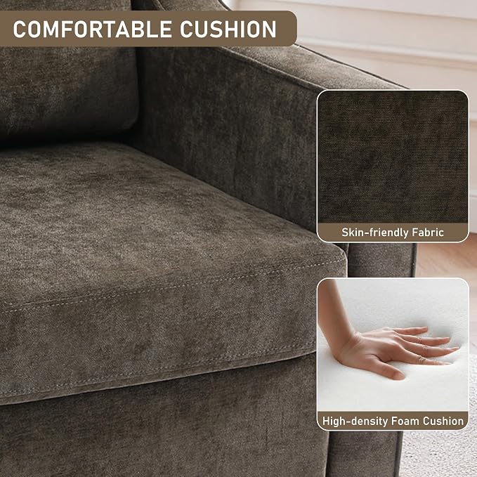 Swivel Accent Chairs Set of 2, 360° Swivel Upholstered Club Armchairs for Living Room, Comfy Single Sofa Reading Chair with Deep Seat, Metal Swivel Base, Chenille Fabric, Light Coffee