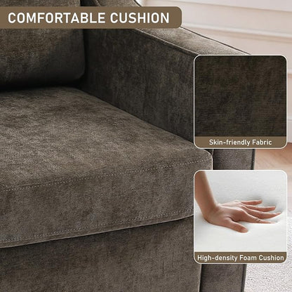 Swivel Accent Chairs Set of 2, 360° Swivel Upholstered Club Armchairs for Living Room, Comfy Single Sofa Reading Chair with Deep Seat, Metal Swivel Base, Chenille Fabric, Light Coffee