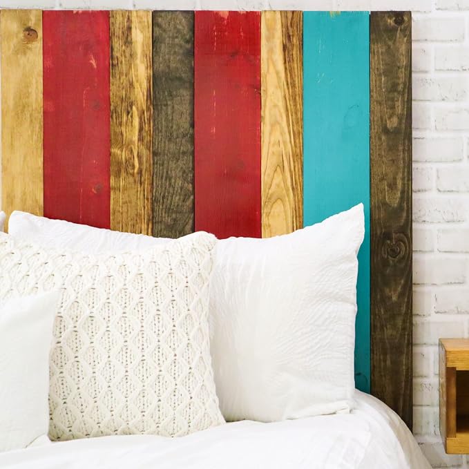 Barn Walls Sugar Mix Signature Design, Multicolored Solid Wood Headboard, Floating Panels, Wall Mount, Adjustable Height, Easy Assembly Twin Size