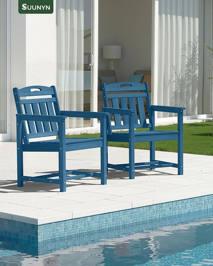 Outdoor Patio Dining, All-Weather HDPE Chair Fade-Resistant, and Low Maintenance for Backyard, Garden, or Patio, Navy Blue