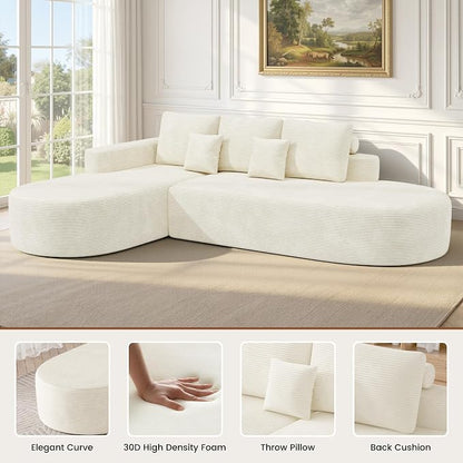 112" Modular Curved Cloud Couch, Oversized Couches for Living Room, Modern Boneless Sectional Sofa with Deep Seat, Foam Couch, No Assembly Required, Beige, 1PCS