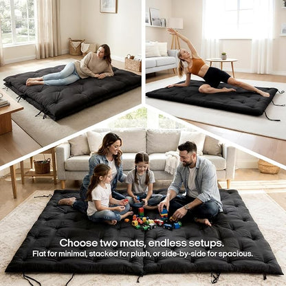 Syrinx Water Resistant Japanese Futon Mattress, King Size 80"x76", 2.5 Inch Thick Japanese Floor Mattress Tatami Mat, Foldable Floor Bed Sleeping Pad for Dormitory Guest Room Camping