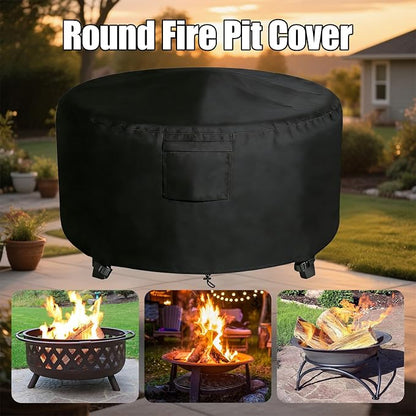 Chinchilla Heavy Duty 36 Inch Round Fire Pit Cover - 100% Waterproof & Weatherproof 600D Oxford Fabric, Durable All-Season Protection for 33/34/35/36 Inch Propane Fire Pits and Tables