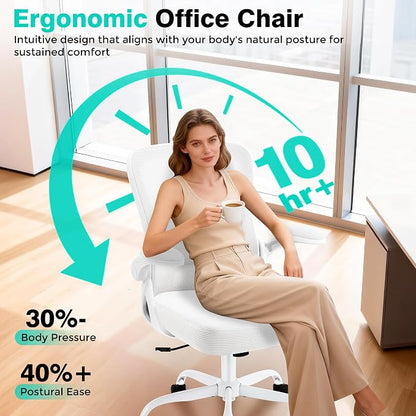 AreShark Office Chair - Ergonomic Breathable Mesh Desk Chair with Adjustable Lumbar Support and Flip-up Armrests - Executive High Back Rolling Swivel Comfortable Computer Gaming Chair for Home Office