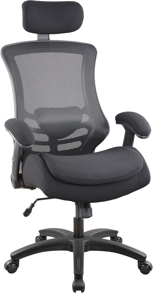 BOLISS Ergonomic Tall Office Chair with Double-Layer Seat Cushion, Desk Chair Adjustable Headrest, Adjustable Lumbar Support, Height Adjustable Flip-Up Arms