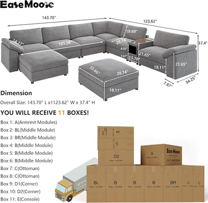 EASE MOOSE Oversized U Shape Sectional Sofa,Modern Comfy Modular Sofa