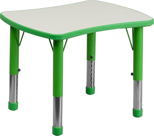 Flash Furniture Wren 21.875''W x 26.625''L Rectangular Green Plastic Height Adjustable Activity Table with Grey Top