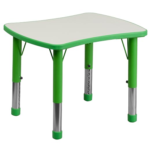 EMMA + OLIVER 21.875x26.625 Green Plastic Height Adjustable Activity Table