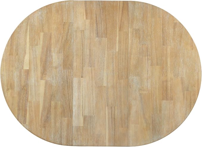 Ball & Cast Farmhouse Extendable Dining Table for 4-6, 42"-58" Extendable Kitchen-Table with a 16" Leaf, Round Ellipse Retro Wood Dining Room-Table w/Removable Leaves,Space Saving, Natural