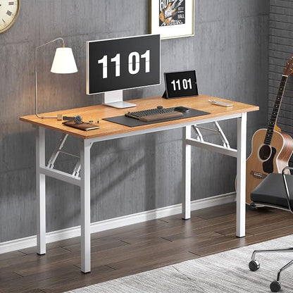 Need 47 inches Computer Desk Office Desk Folding Table with BIFMA Certification Computer Table Workstation,Teak White AC5BW-120