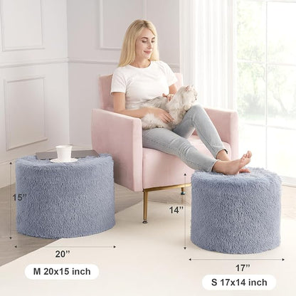 Hansleep Whole Foam Pouf Ottoman, Durable Sturdy Stool with Washable Cover Grey