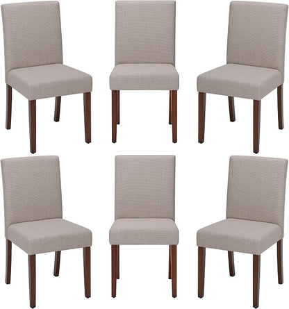 MALOL Upholstered Dining Chairs Set of 6, Modern Fabric Dining Room Chair, Wooden Dining Chair, Kitchen Side Chairs, Farmhouse Dinner Chair with High Back for Kitchen, Brown