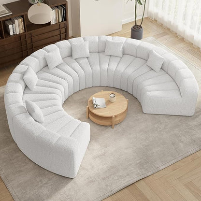 Oversized Curved Sofas, 6 Seater Boneless Velvet Cloud Couch, Modern Modular Sectional Couches for Living Room, No Assembly Required, White 1PC