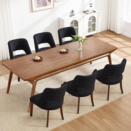 Dining Chair Set of 8,Modern Dining Room Chairs with Thick Cushions,Upholstered Linen Fabric Kitchen Chairs for Kitchen Dining Room Black