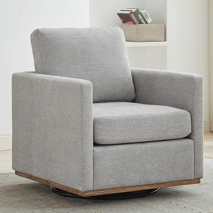 Swivel Accent Chair, 360 Degree Square Swivel Chair for Living Room, Mid Century Modern Upholstered Accent Barrel Chair,Comfy Sofa Armchairs for Bedroom,Nursery,Chenille, Grey
