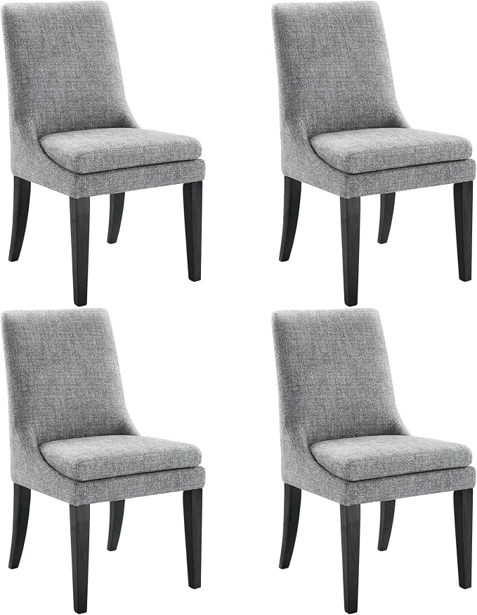 KISLOT Upholstered Dining Chairs Modern Sidechair Performance Fabric High Back Armlesschair for Diningroom Kitchen,Dark Grey,Set of 4(2 Box)