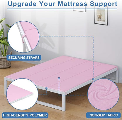 Lutown-Teen Bunkie Board Queen High-Density Polymer Bed Support Bunkie Board Queen Size Anti-Sag, Breathable, Moisture Resistant, Noise Minimizing, Pink