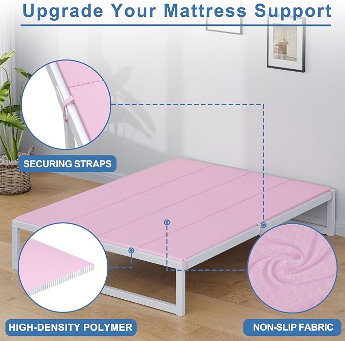 Lutown-Teen Bunkie Board Twin Under Mattress High-Density Polymer Twin Size Bunkie Board Anti-Sag, Breathable, Moisture Resistant, Noise Minimizing, Pink
