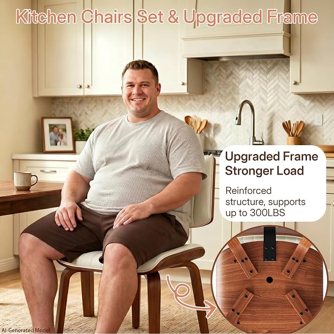 Armless Dining Chairs Set of 2, Walnut Beige | Set of 2 elegant armless chairs offering superior comfort with high-resilience foam padding and a refined beige finish