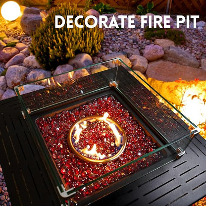 GasSaf Red Fire Glass Beads for Outdoor Fire Pit, Fireplace, Replaces Existing Gas Logs & Lava Rocks, 3/4 Inch Glass(10 Pound)(Red Luster)