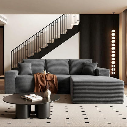 AUGOP 108" Sectional Couches for Living Room Modern Modular Sofa with L-Shape Couchs Upholstered Boneless Couch Deep Seat Sectional Couch with Chaise (Dark Grey, 108" Right Facing Chaise+2Seaters)