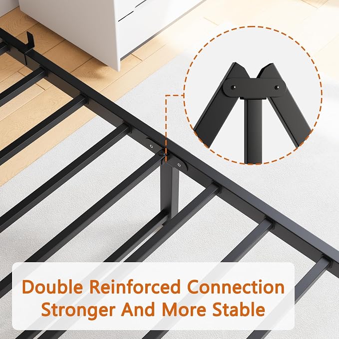 BOFENG Full Size Bed Frame with Wood Headboard,Heavy Duty Platform Bed Frame Full with Storage No Box Spring Needed,Reinforced Steel Slats Support,Mattress Foundation,Oak Color