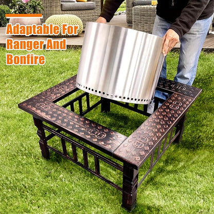 Fire Pit Tabletop for Solo Stove Bonfire & Ranger | 32" Powder-Coated Steel Surround | Heat-Resistant Outdoor Fire Pit Table