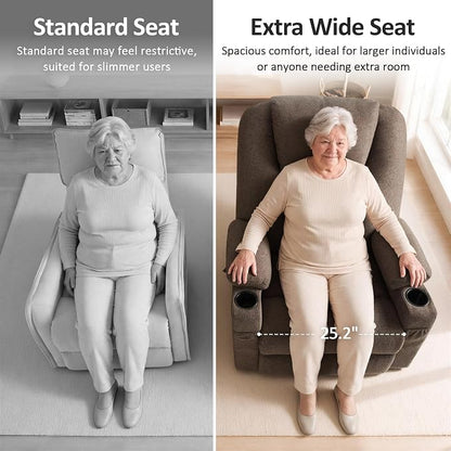 MCombo Power Lift Recliner Chair for Elderly R7042(Brown, Small-Wide) | Heat and Massage, USB& Type C Charging Port, FSC Certified