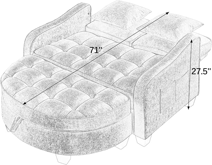 ERYE Chenille Tufted Loveseat Sofa and Ottoman Set, Tufted Recliner Sleeper Chaise Lounge with Curved Storage Ottoman,Reclining Backrest and Side Pockets, 4 Pillows