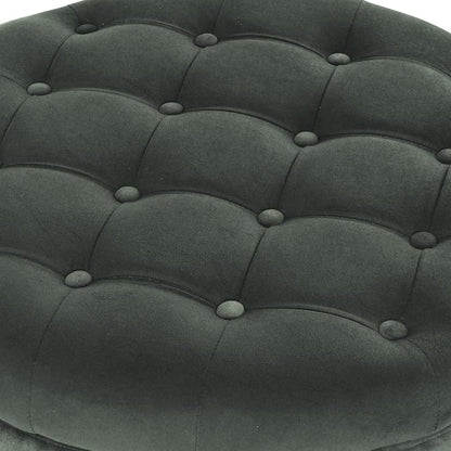 HomePop Home Decor | Large Button Tufted Velvet Round Storage Ottoman | Ottoman with Storage for Living Room & Bedroom, Loden Green Velvet, 28"