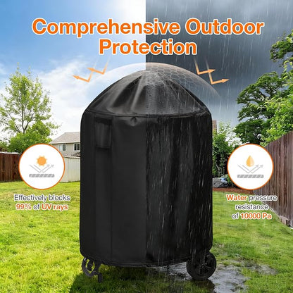 POMER Patio Bonfire Fireplace Cover, Round Fire Pit Cover for 28 Inch Outdoor Fireplace Waterproof Heatwave Fire Bowl Cover - 28" D x 46" H