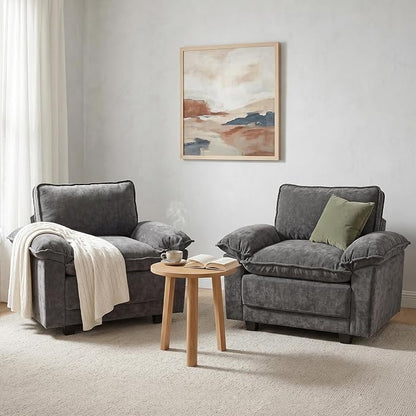 Modern Cloud Single Sofa, Comfy Chenille Couch for Living Room, Black | Cloud Couch，Comfortable Cushioning，Cozy Armrest Support，Modern Appearance，Easy Assembly, Sturdy Frame