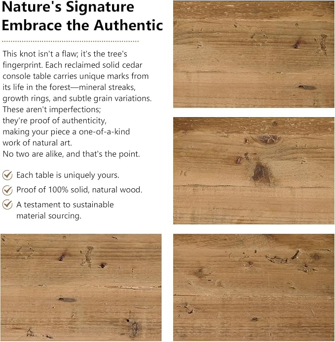 Reclaimed Solid Wood Console Table for Entryway, 63" Long Rectangular Sofa Table Behind Couch, Modern Farmhouse Hallway Entry Table for Living Room, Hallway, Foyer, 10 Mins Easy Assembly