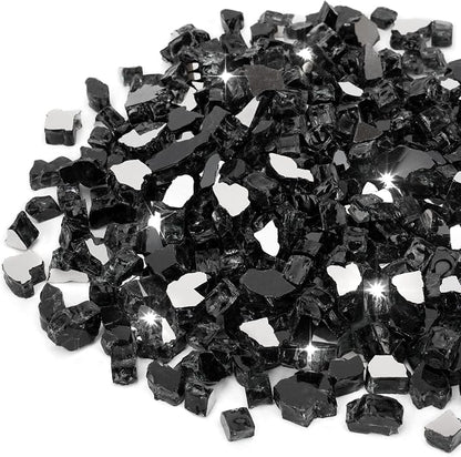 Stanbroil 10-Pound Fire Glass - 1/2 inch Reflective Tempered Fire Glass for Fireplace Fire Pit, Onyx Black Reflective