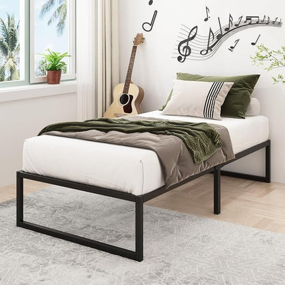 Lutown-Teen 16 Inch Twin XL Bed Frames Heavy Duty Sturdy Metal Platform Bed Frame No Box Spring Needed, Noise Free, Easy Assembly, Black