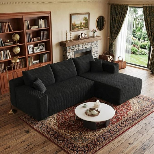 95" L Shaped Boneless Sectional Sofa Couch with Chaise Lounge, Minimalist Right Facing Compressed Cloud Modular Sectional Sofa Corner Couchfor Living Room,No Assembly Required