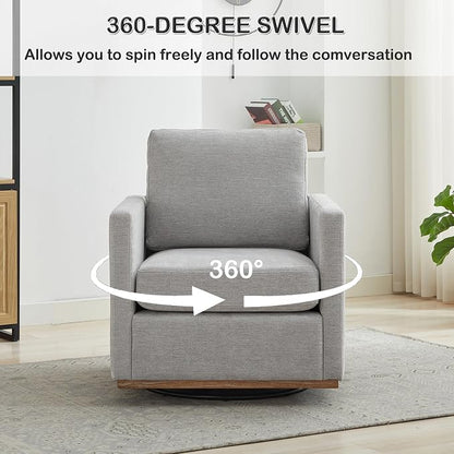 Grey Swivel Accent Chair Set of 2, 360 Degree Square Swivel Chair for Living Room, Mid Century Modern Upholstered Barrel Chair,Comfy Sofa Armchairs for Bedroom,Nursery,Chenille-1