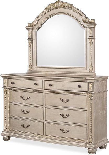 First of a Kind Evelyn Traditional 4 Piece Queen Bedroom Set with Upholstered Tufted Headboard Elegant European Inspired Design Coordinated Furniture Collection