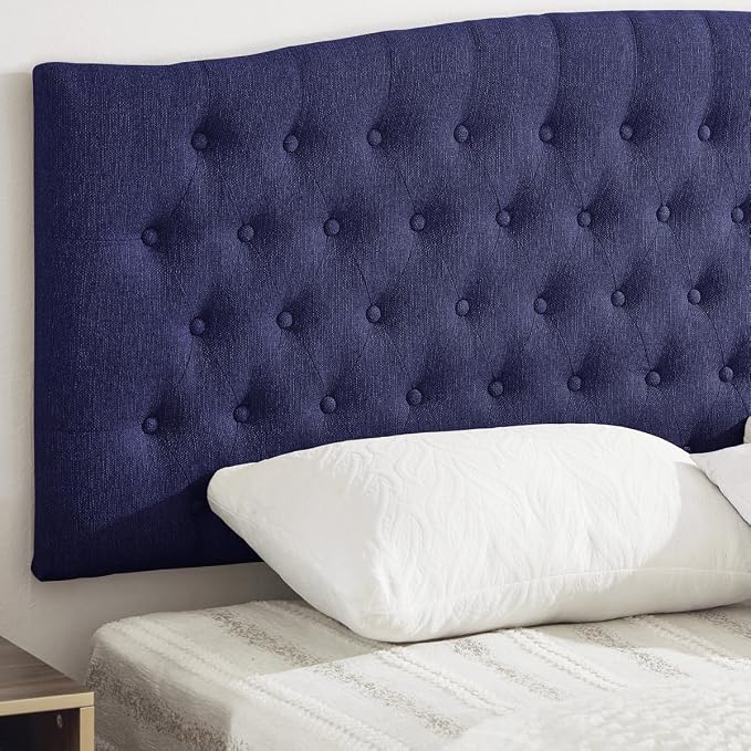 24KF Upholstered Tufted Button Linen Wall Mounted Headboard,Comfortable Fashional Headboard King/CA King Size, 6055-K-Navy Blue