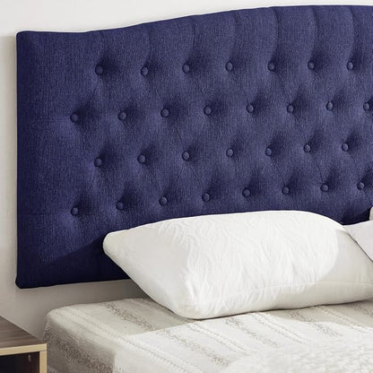 24KF Upholstered Tufted Button Linen Wall Mounted Headboard,Comfortable Fashional Headboard King/CA King Size, 6055-K-Navy Blue