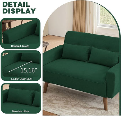 79" Convertible Sectional Sofa Set, Modern Linen Small L Shaped Couch with Reversible Ottoman and Loveseat, 3-Seat Sofa Couches for Living Room, Office, Apartment, Green
