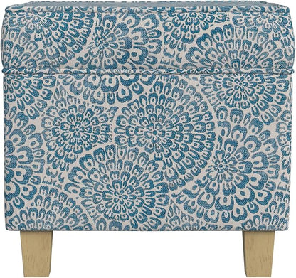 HomePop 18" Classic Square Storage Ottoman - Blue & Cream Modern Floral