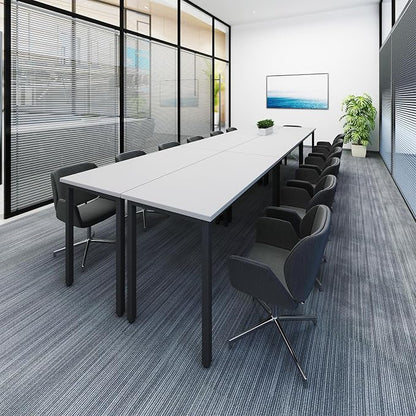 Bonzy Home Conference Tables 14ft Office Computer Desk for Meeting Room Study Writing Printer Table Office Computer Desk for 16 People Rustic Modern White 6PCS (165.3"x47.2"x29.5")