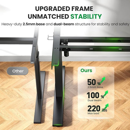 Electric Standing Desk Adjustable - 71x30 Inch Sit Stand Desk with 1 Inch Thick Tabletop, Double Beam Frame, 3 Memory Height Adjustment, Cable Management for Home Office