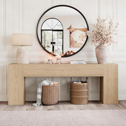 Epecoya 86-Inch Console Table for Living Room, Farmhouse Extra Long Entryway Table, Wood Sofa Table Behind Couch for Hallway, Entry Way, Entrance, Light Oak Brown